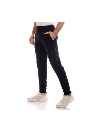Elastic Waist With Sweatpants with side zipper Blue