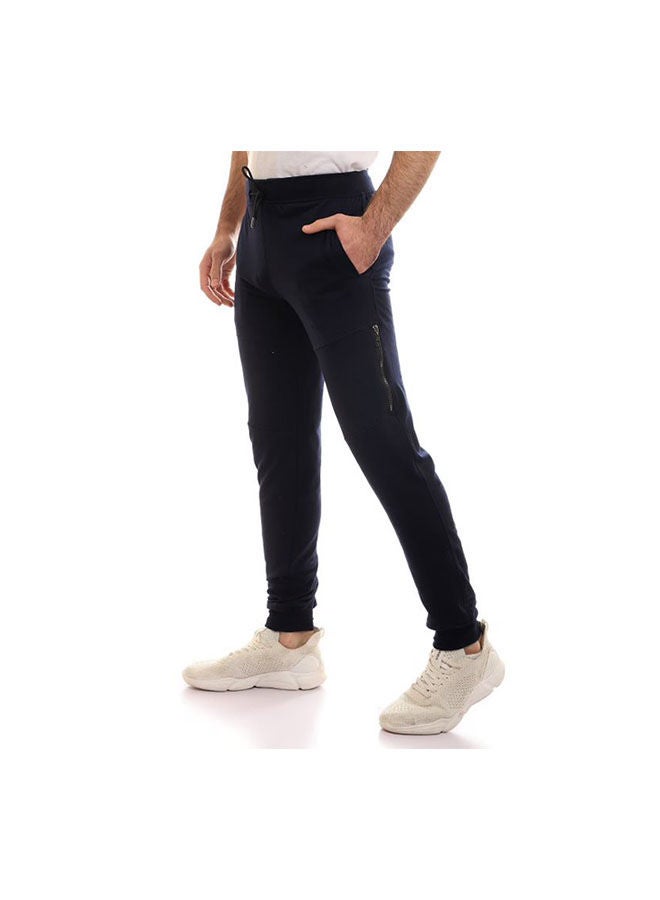 Caesar - Elastic Waist With  Sweatpants with side zipper Blue - Image 1