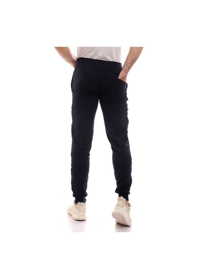Caesar - Elastic Waist With  Sweatpants with side zipper Blue - Image 1