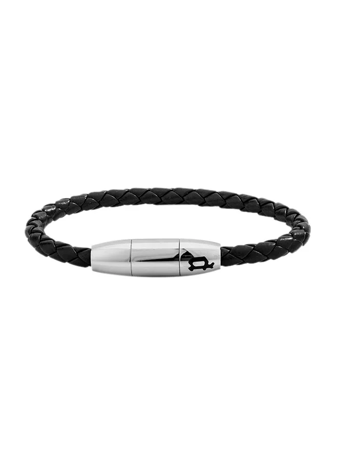 بوليس Braided Solitary Leather Mens Bracelet