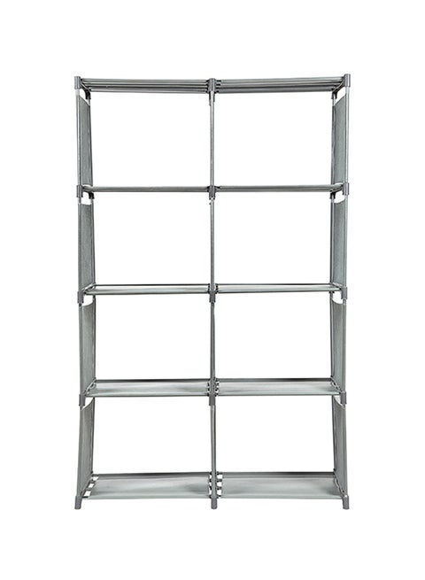 Double Row Eight-Frame Bookshelf Grey 81 x 30 x 122cm