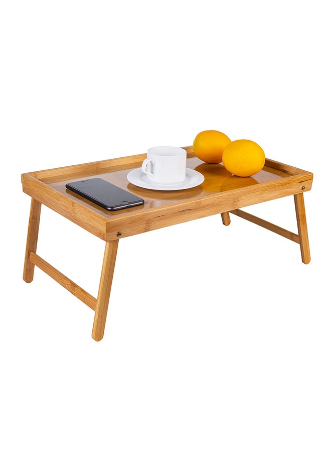 طاولة من الخيزران قابلة للطيّ ومتعدّدة الوظائف لون بنيّ 50x30x3.5سم - Image 4