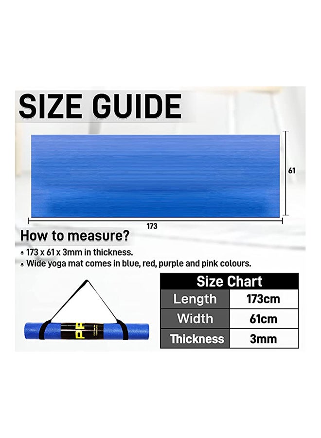 H PRO H Pro Yoga Mat with Carrying Strap, Anti-Slip Double Layer Eco Friendly Home/Gym Workout Fitness Exercise Sports Mattress | 3MM - Blue ‎17.3 x 6.1 x 0.3cm  - Image 4