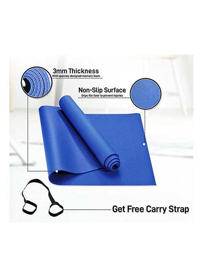 H PRO H Pro Yoga Mat with Carrying Strap, Anti-Slip Double Layer Eco Friendly Home/Gym Workout Fitness Exercise Sports Mattress | 3MM - Blue ‎17.3 x 6.1 x 0.3cm  - Image 5