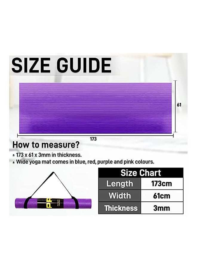 H Pro Yoga Mat with Carrying Strap, Anti-Slip Double Layer Eco Friendly Home/Gym Workout Fitness Exercise Sports Mattress | 3MM - Purple ‎17.3 x 6.1 x 0.3cm