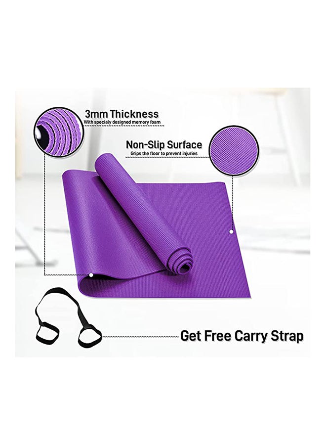 H Pro Yoga Mat with Carrying Strap, Anti-Slip Double Layer Eco Friendly Home/Gym Workout Fitness Exercise Sports Mattress | 3MM - Purple ‎17.3 x 6.1 x 0.3cm