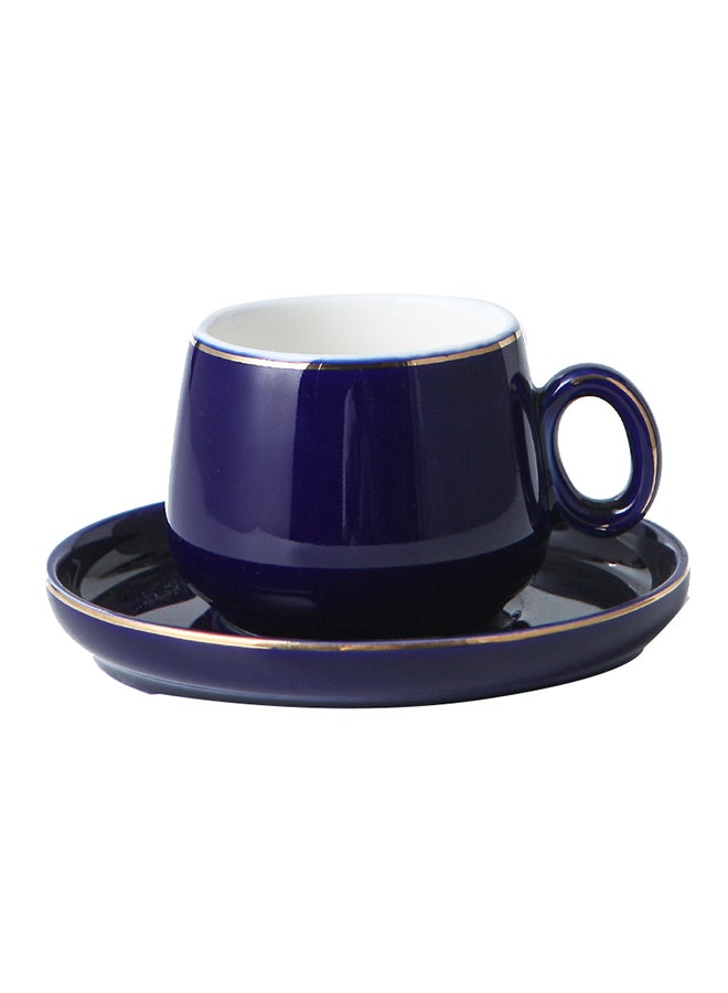 Shuer Glaze Craft Ceramic Cup & Saucer Blue 9x5.5x5.5cm  - Image 1