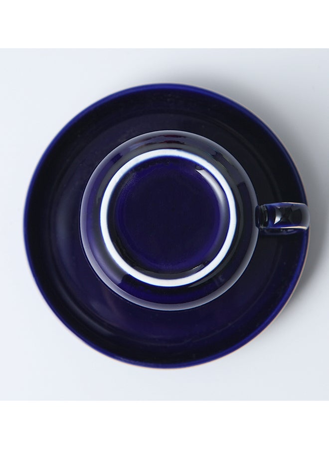Shuer Glaze Craft Ceramic Cup & Saucer Blue 9x5.5x5.5cm  - Image 2