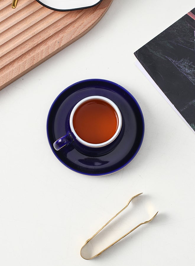 Shuer Glaze Craft Ceramic Cup & Saucer Blue 9x5.5x5.5cm  - Image 3