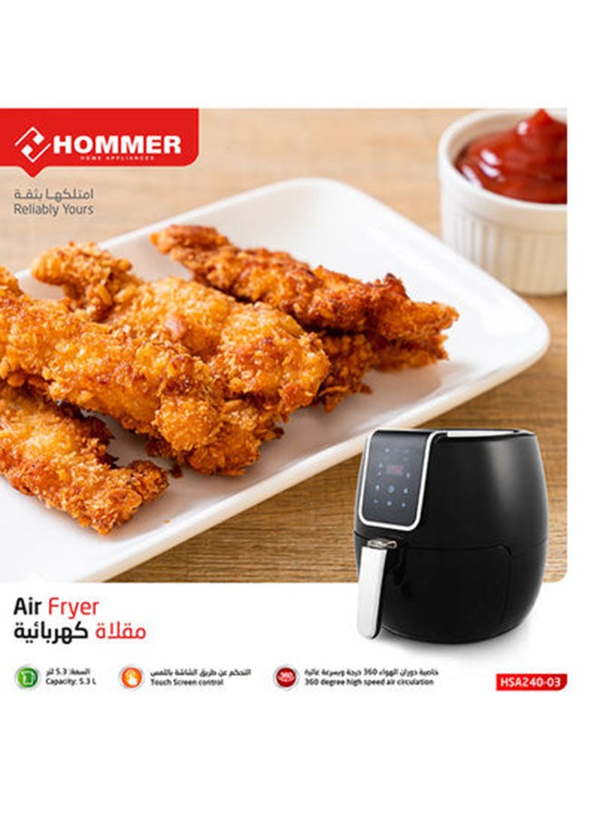 HOMMER - Digital Air Fryer 5.3 L 1800.0 W HSA240-03 Black - Image 1