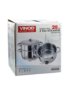VINOD 3-Tier Steamer Silver 28cm  - Image 5
