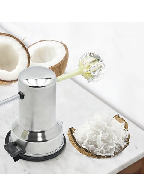 Coconut Scraper With Vacuum Base Silver 11.6x16.8cm