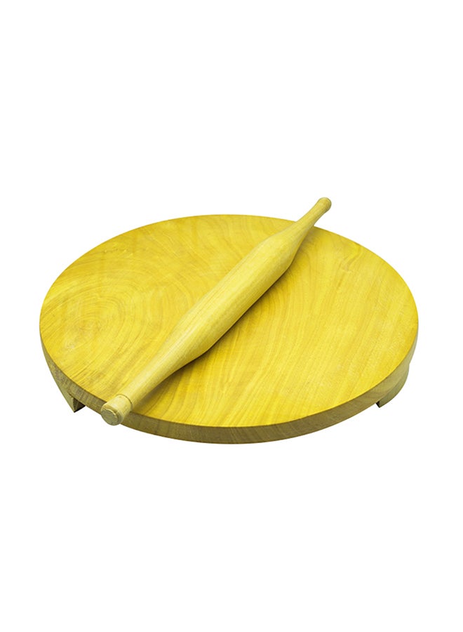 RAJ Wooden Rolling Pin And Board Set Yellow 10inch  - Image 2