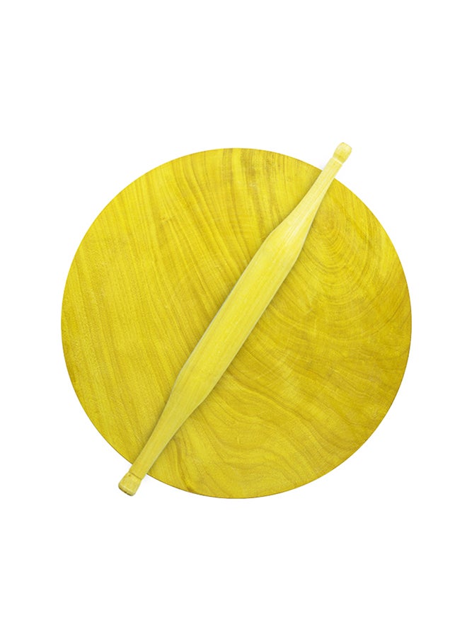 RAJ Wooden Rolling Pin And Board Set Yellow 10inch  - Image 3