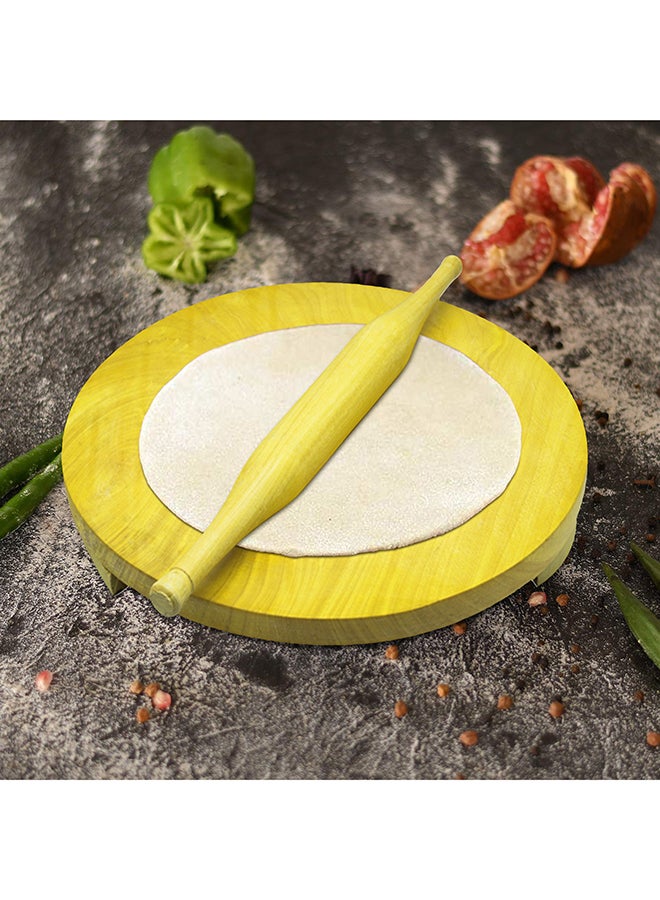 RAJ Wooden Rolling Pin And Board Set Yellow 10inch  - Image 1