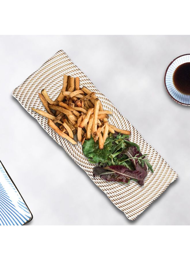 شاربدو طبق مستطيل لتقديم السوشي أبيض/بيج 10بوصة - Image 1