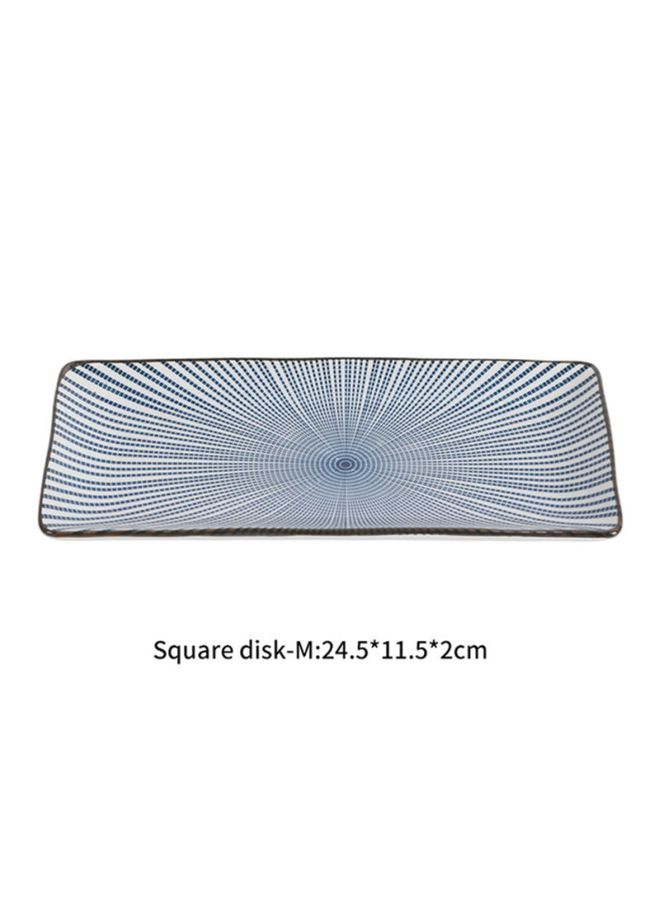 Sharpdo Rectangle Shaped Ceramic Dinner Plate Blue/White 10inch - Image 4