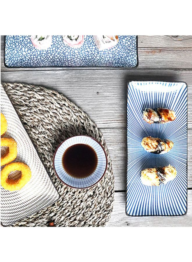 Sharpdo Rectangle Shaped Ceramic Dinner Plate Blue/White 10inch - Image 5