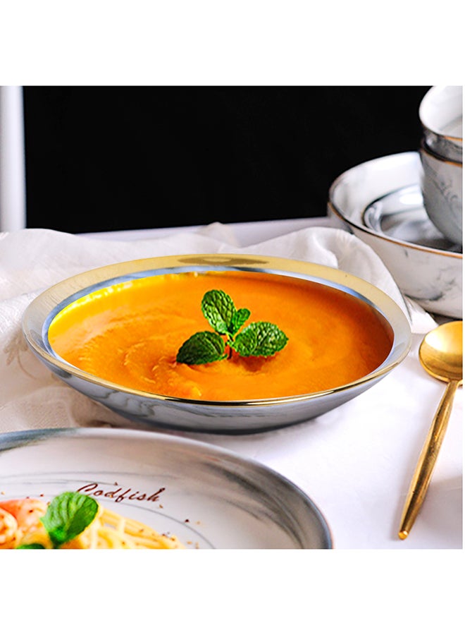 شاربدو طبق عشاء ضحل مذهب رمادي / أبيض / أصفر 10بوصة - Image 1