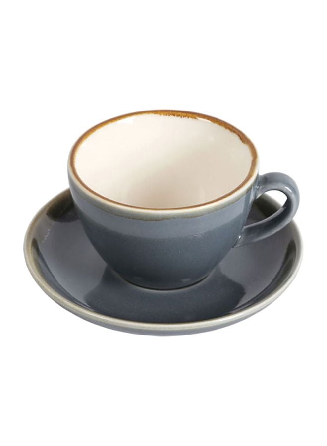 Sharpdo - Kiln Ceramic Coffee Cup And Saucer Set Grey 11x9x7cm - Image 1
