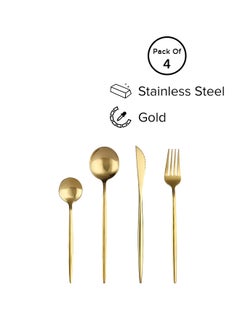 Sunhome 4-Piece Stainless Steel Dinnerware Fork,Spoon And Knife Cutlery Set Gold  - Image 3