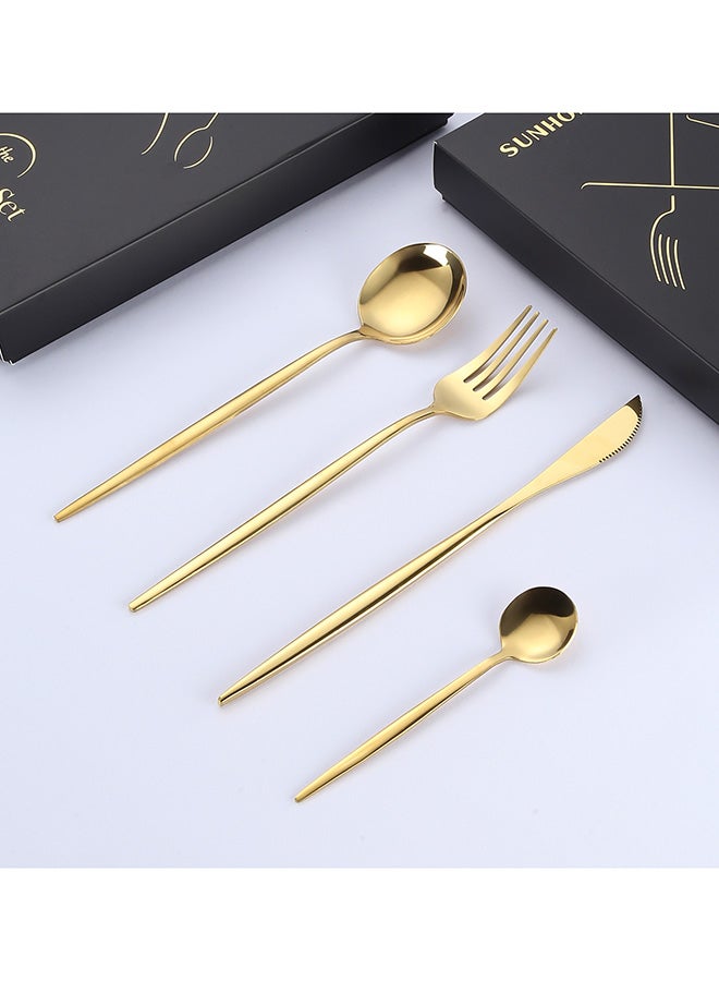 4-Piece Stainless Steel Dinnerware Fork,Spoon And Knife Cutlery Set Gold - v1643118711/N30731066A_6