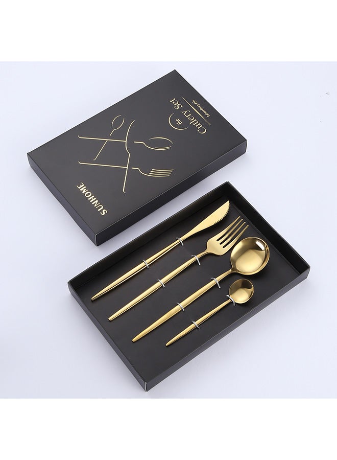 4-Piece Stainless Steel Dinnerware Fork,Spoon And Knife Cutlery Set Gold - v1643118712/N30731066A_7