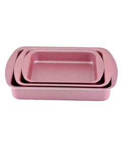 Homemaker 3-Piece Rectangular Shape Baking Tray Set Pink 28cm  - Image 2