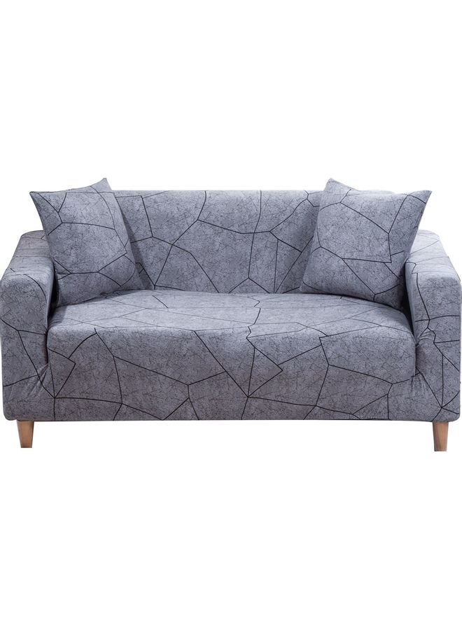 Sharpdo - 2-Seater Exquisitely Simple Line Designed Wrinkle-free Full Coverage Stretchable Sofa Slipcover With 1xCusion Cover Grey 190-230 cm - Image 1