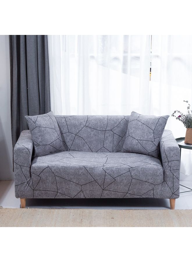 Sharpdo - 2-Seater Exquisitely Simple Line Designed Wrinkle-free Full Coverage Stretchable Sofa Slipcover With 1xCusion Cover Grey 190-230 cm - Image 1