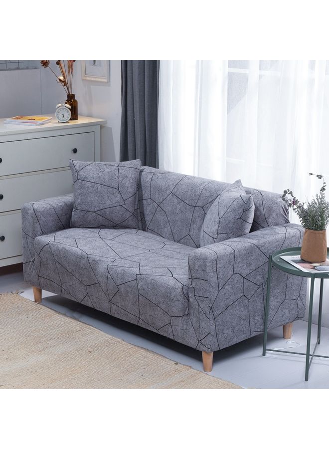 Sharpdo - 2-Seater Exquisitely Simple Line Designed Wrinkle-free Full Coverage Stretchable Sofa Slipcover With 1xCusion Cover Grey 190-230 cm - Image 1