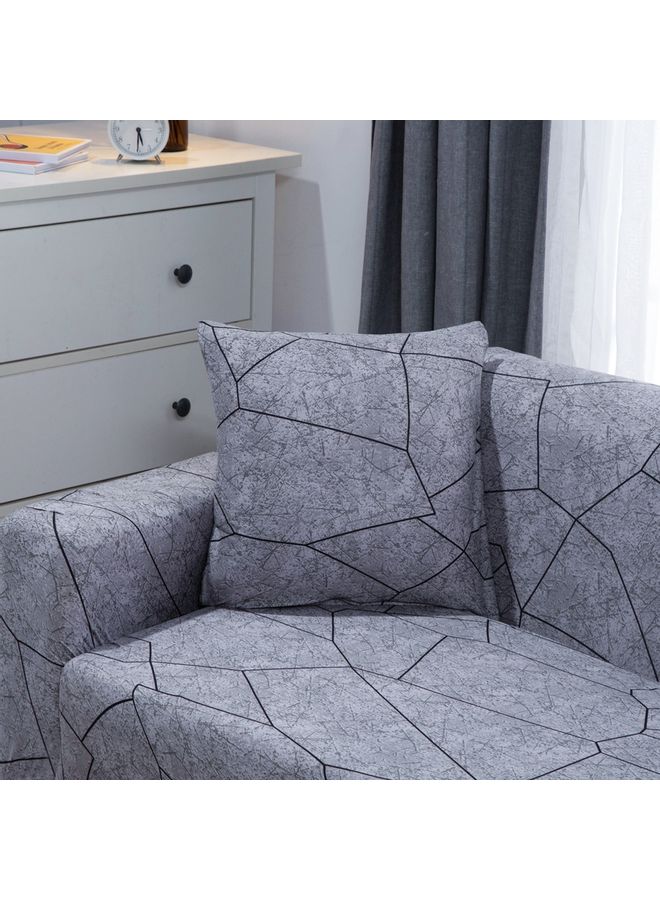 Sharpdo - 2-Seater Exquisitely Simple Line Designed Wrinkle-free Full Coverage Stretchable Sofa Slipcover With 1xCusion Cover Grey 190-230 cm - Image 1