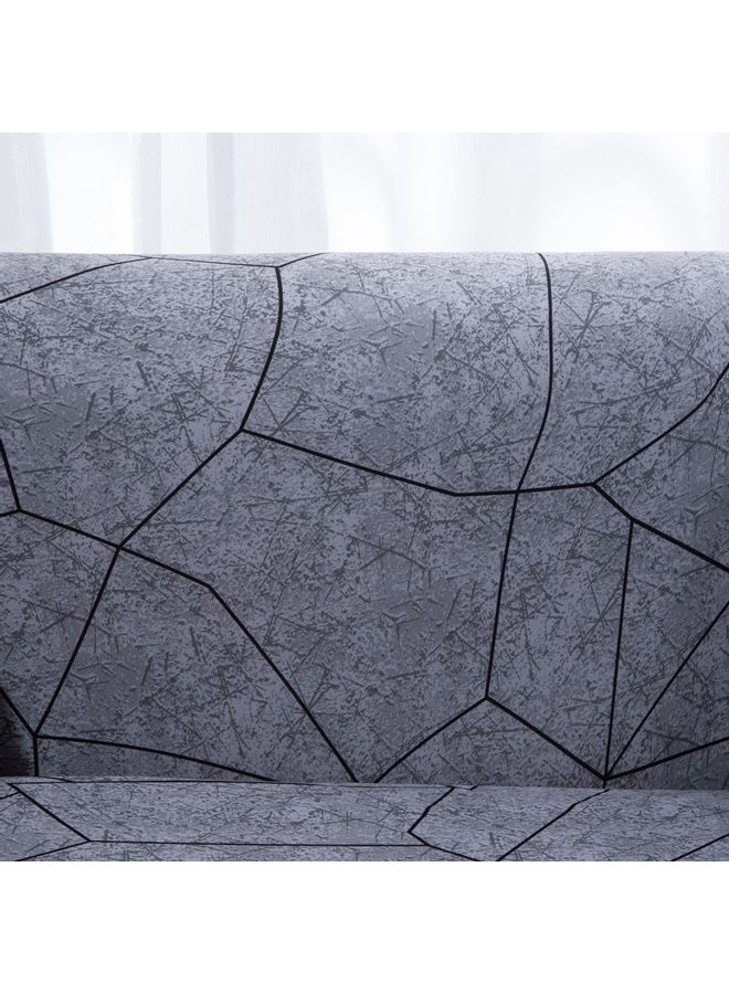 Sharpdo - 2-Seater Exquisitely Simple Line Designed Wrinkle-free Full Coverage Stretchable Sofa Slipcover With 1xCusion Cover Grey 190-230 cm - Image 1