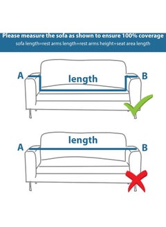 غطاء انزلاقي لأريكة بعدد 3 مقاعد قابل للتمدد بتصميم رائع وخالٍ من التجاعيد بتغطية كاملة ومزود بغطاء وسادة أبيض Length Stretch From 186 To 230سم - v1643118742/N43747195A_7
