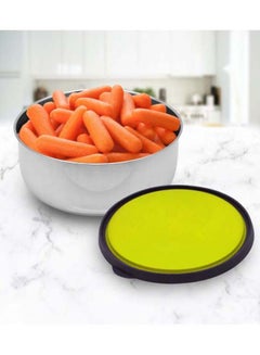 RAJ Stainless Steel Storage Bowl With Plastic Lid Silver/Yellow/Black 18cm  - Image 1