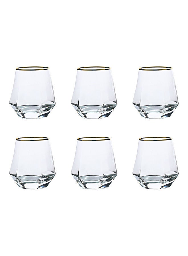 Shuer 6-Piece Hexagonal Low Glass Water Cup Clear/Gold 9.2x9.3x6.6cm  - Image 2