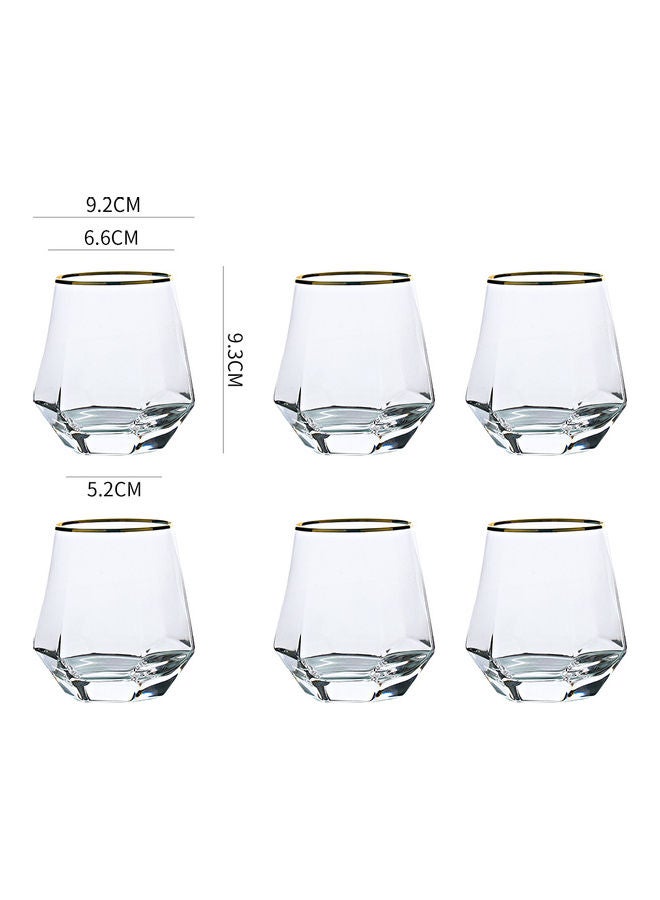 Shuer 6-Piece Hexagonal Low Glass Water Cup Clear/Gold 9.2x9.3x6.6cm  - Image 4