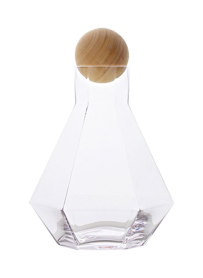 Glass Water Bottle With Six Edge And Wooden Stopper Clear 15x15x23.5cm - v1643118749/N44865610A_2