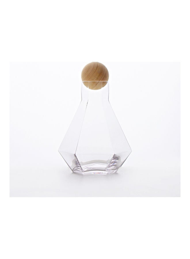 Glass Water Bottle With Six Edge And Wooden Stopper Clear 15x15x23.5cm - v1643118750/N44865610A_5