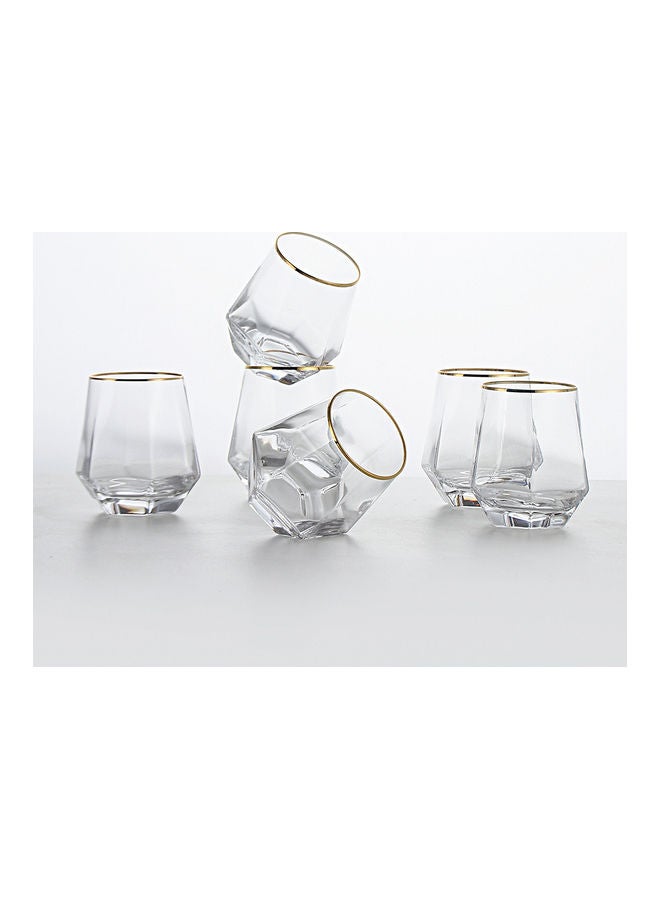 Shuer 6-Piece Hexagonal Low Glass Water Cup Clear/Gold 9.2x9.3x6.6cm  - Image 5
