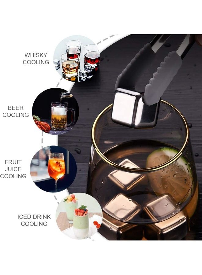 صن هوم مجموعة مكعبات ثلج وملقط من الستانلس ستيل قابلة لإعادة الاستخدام من 9 قطع فضي 26ملليلتر - Image 2