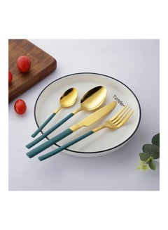Sunhome 4-Piece Simple Design Cutlery Gift Set Gold/Green  - Image 1