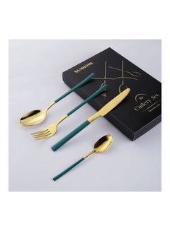 Sunhome 4-Piece Simple Design Cutlery Gift Set Gold/Green  - Image 4