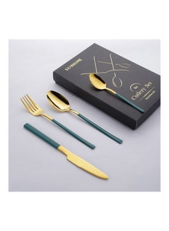 Sunhome 4-Piece Simple Design Cutlery Gift Set Gold/Green  - Image 5
