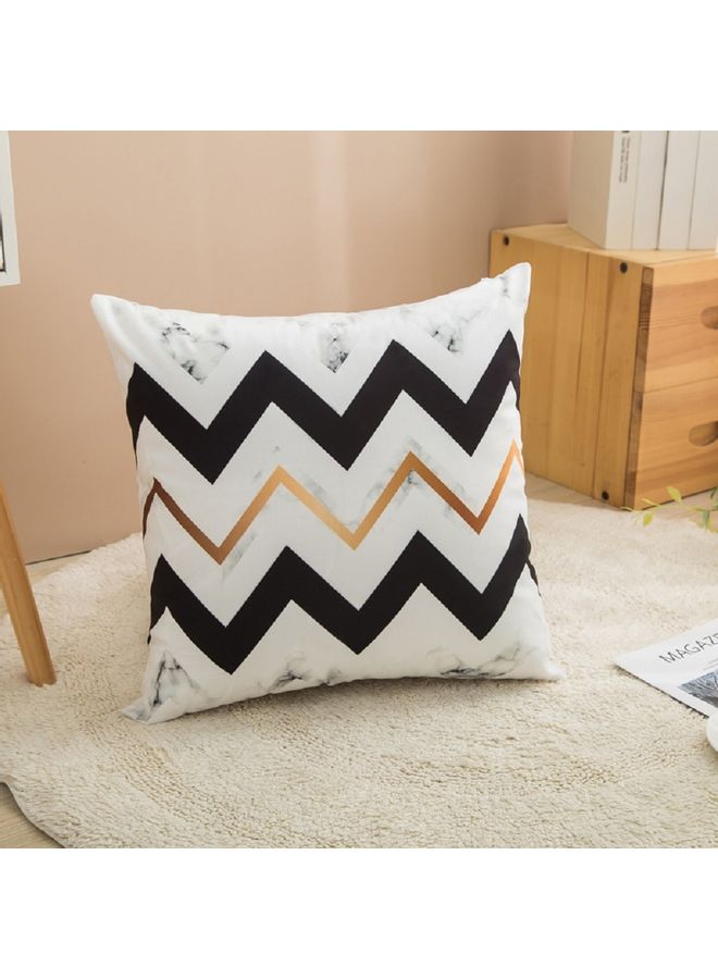 شاربدو طقم وسادة زينة وغطاء أبيض/أسود/ذهبي 45x45سم - Image 1