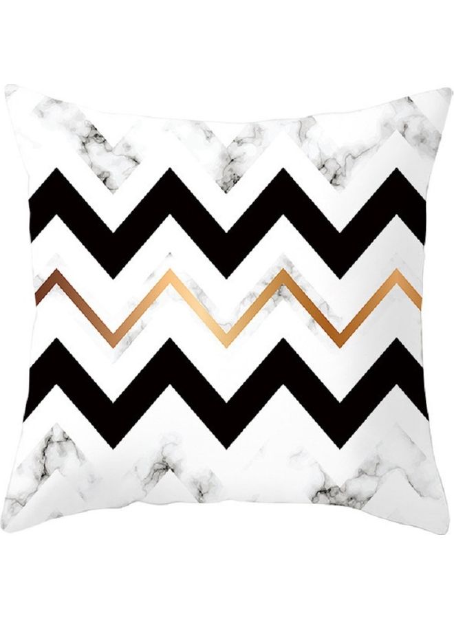 شاربدو طقم وسادة زينة وغطاء أبيض/أسود/ذهبي 45x45سم - Image 2