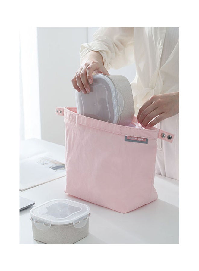 Sharpdo Waterproof Multifunctional Reusable Folding Lunch Bag Pink 22.5x14x13cm - Image 1