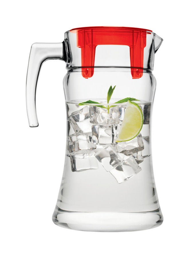 Pasabahce Azur Jug With Lid Clear/Red  - Image 1