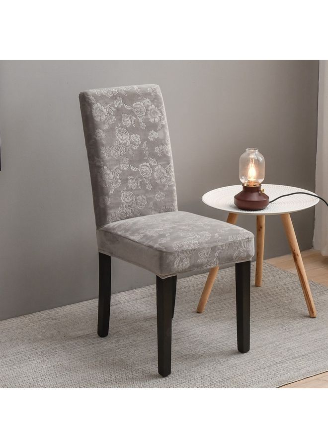 Sharpdo - 6-Piece Embossed Stretch Chair Cover Grey 38 x 38 x 45cm - Image 1