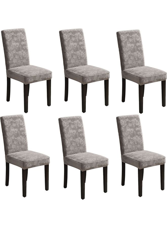 Sharpdo - 6-Piece Embossed Stretch Chair Cover Grey 38 x 38 x 45cm - Image 1